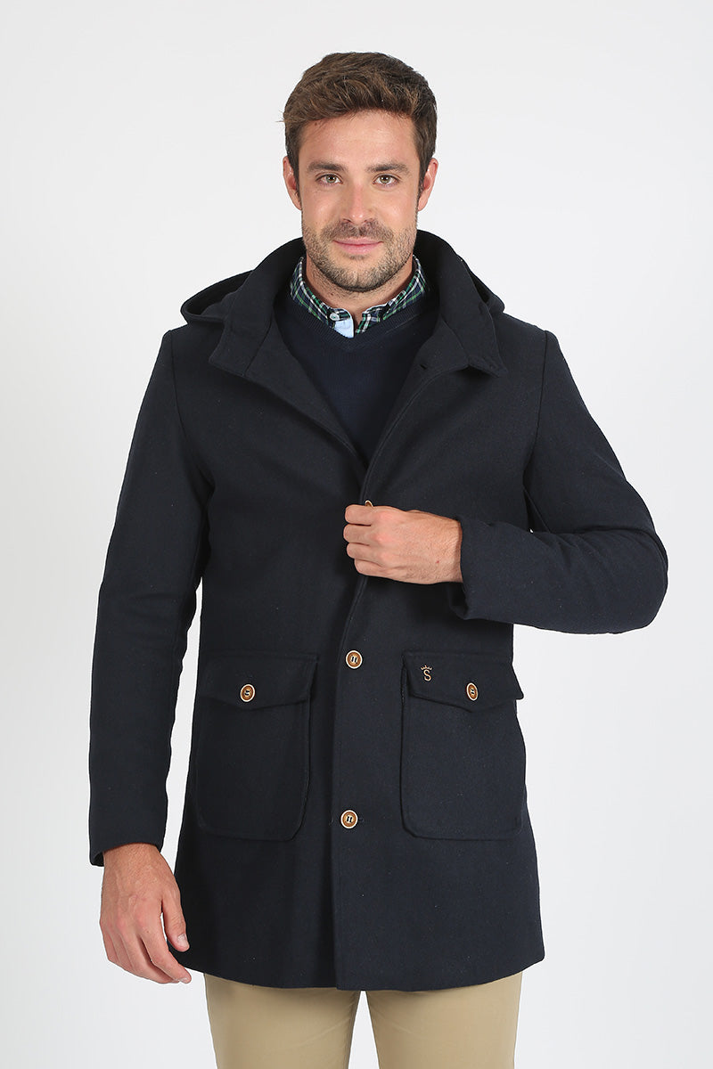 Navy cloth trench coat