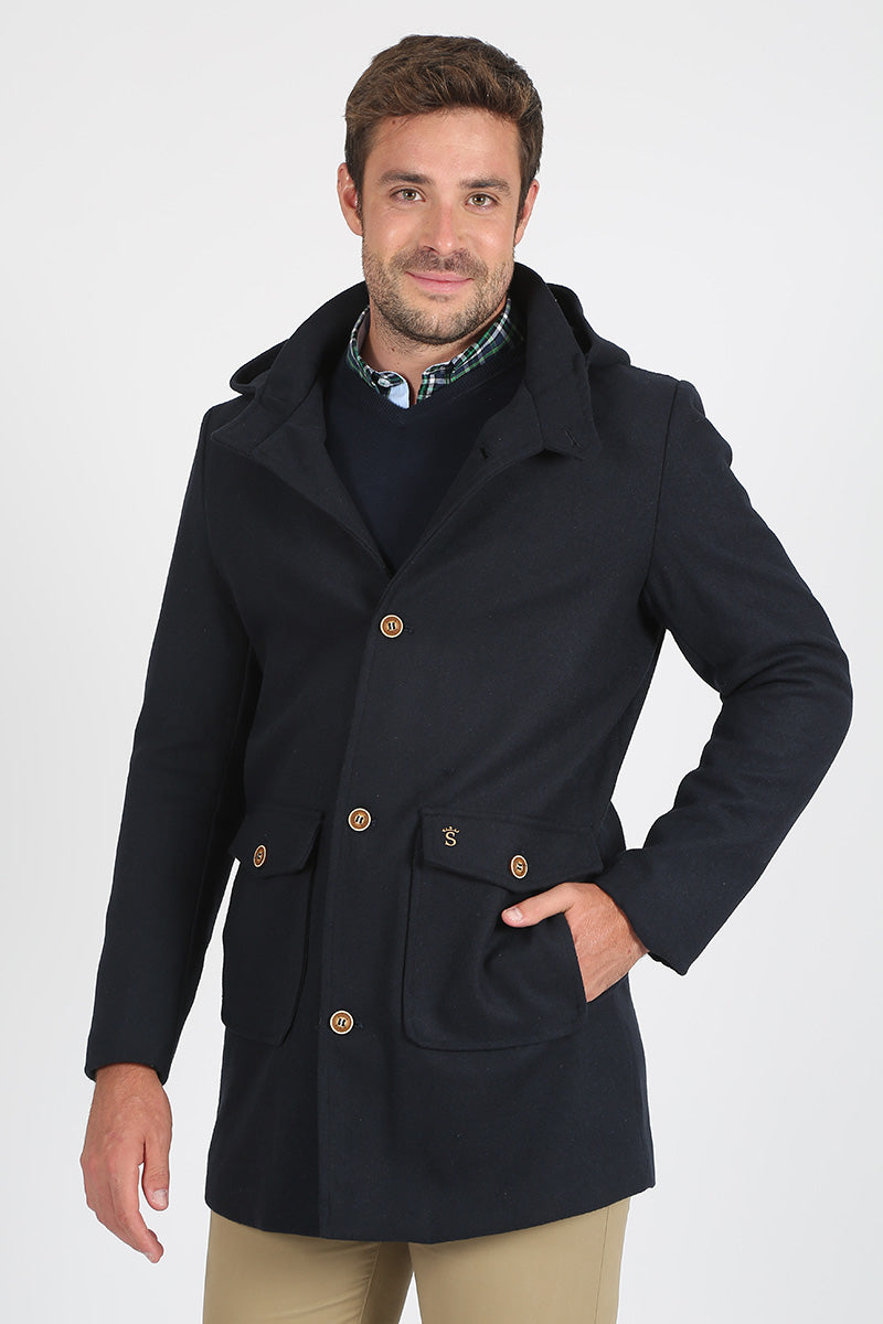 Navy cloth trench coat