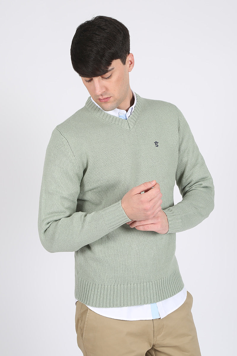 Jersey Verde Cuello Pico