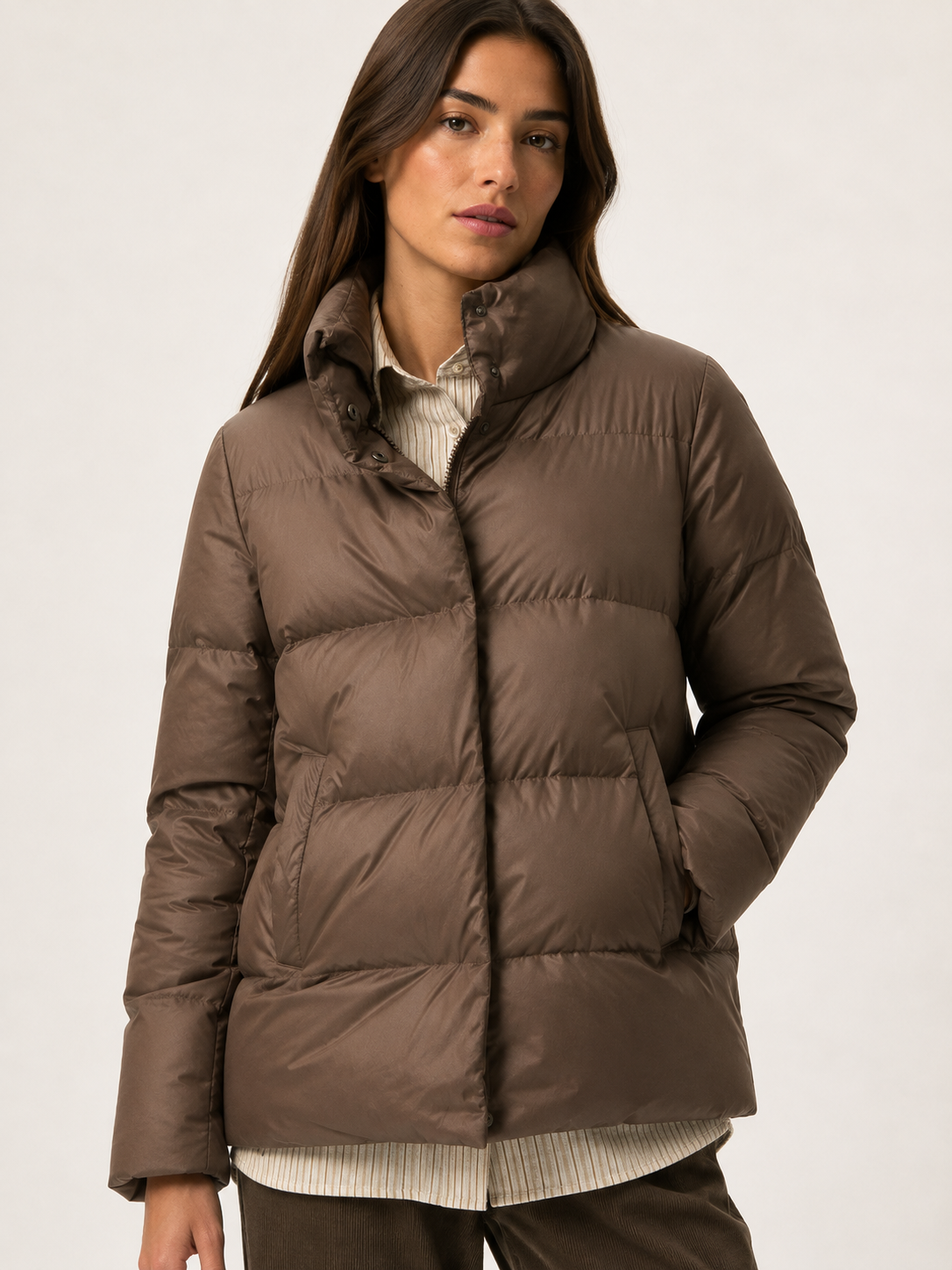 Parka Pluma Marrón
