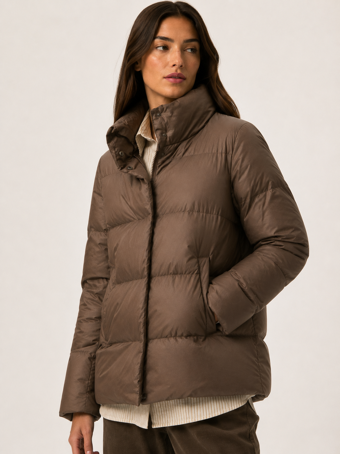 Parka Pluma Marrón