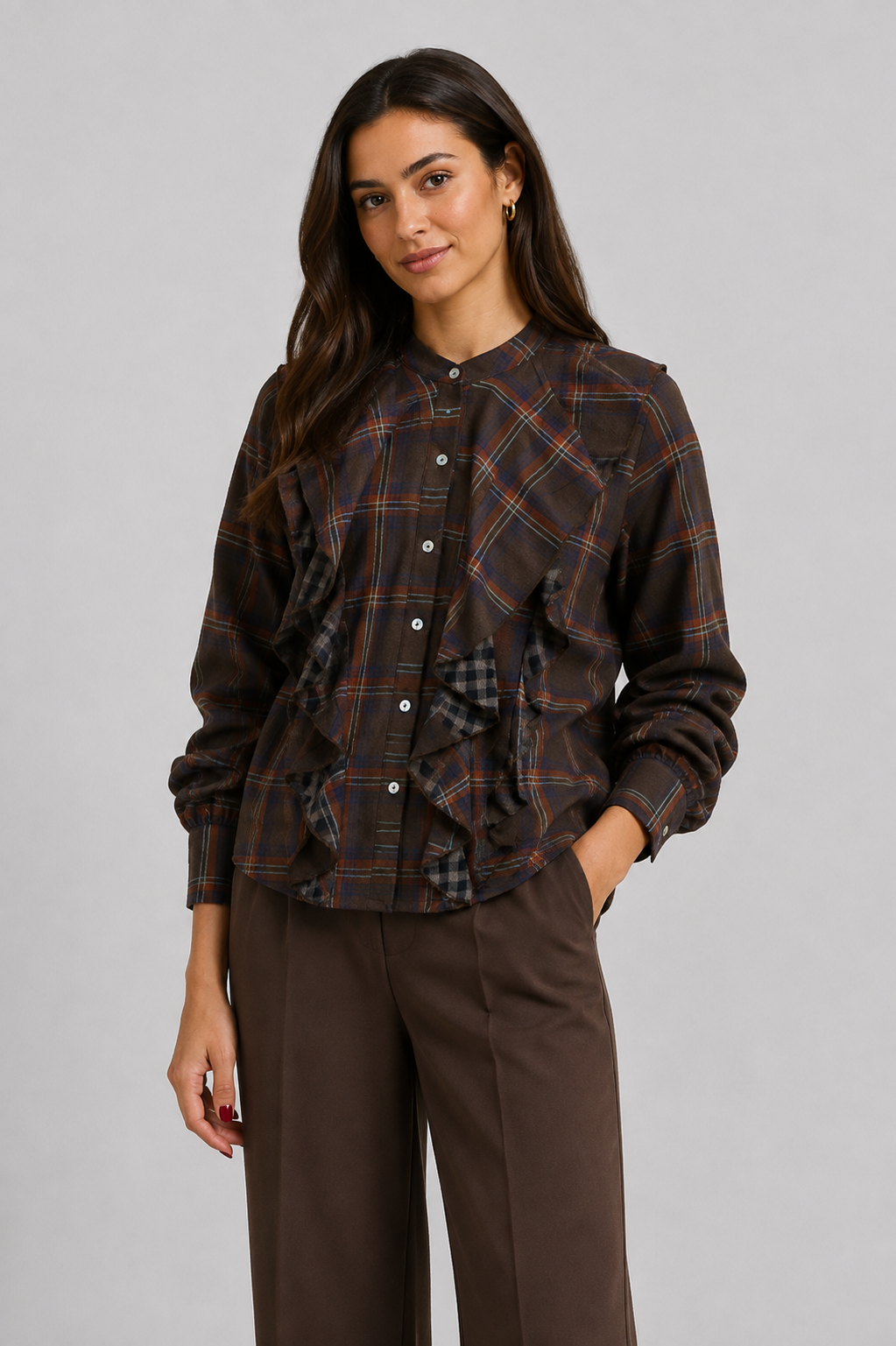 Blusa Volantes Marrón