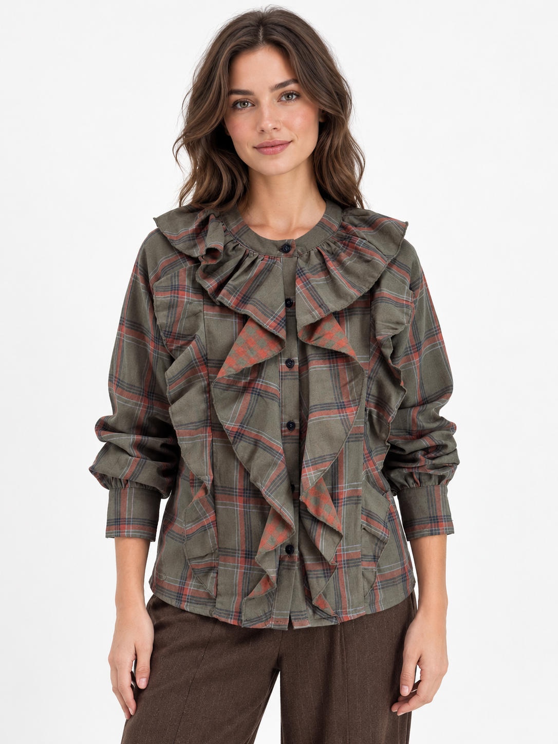 Blusa Volantes Kaki