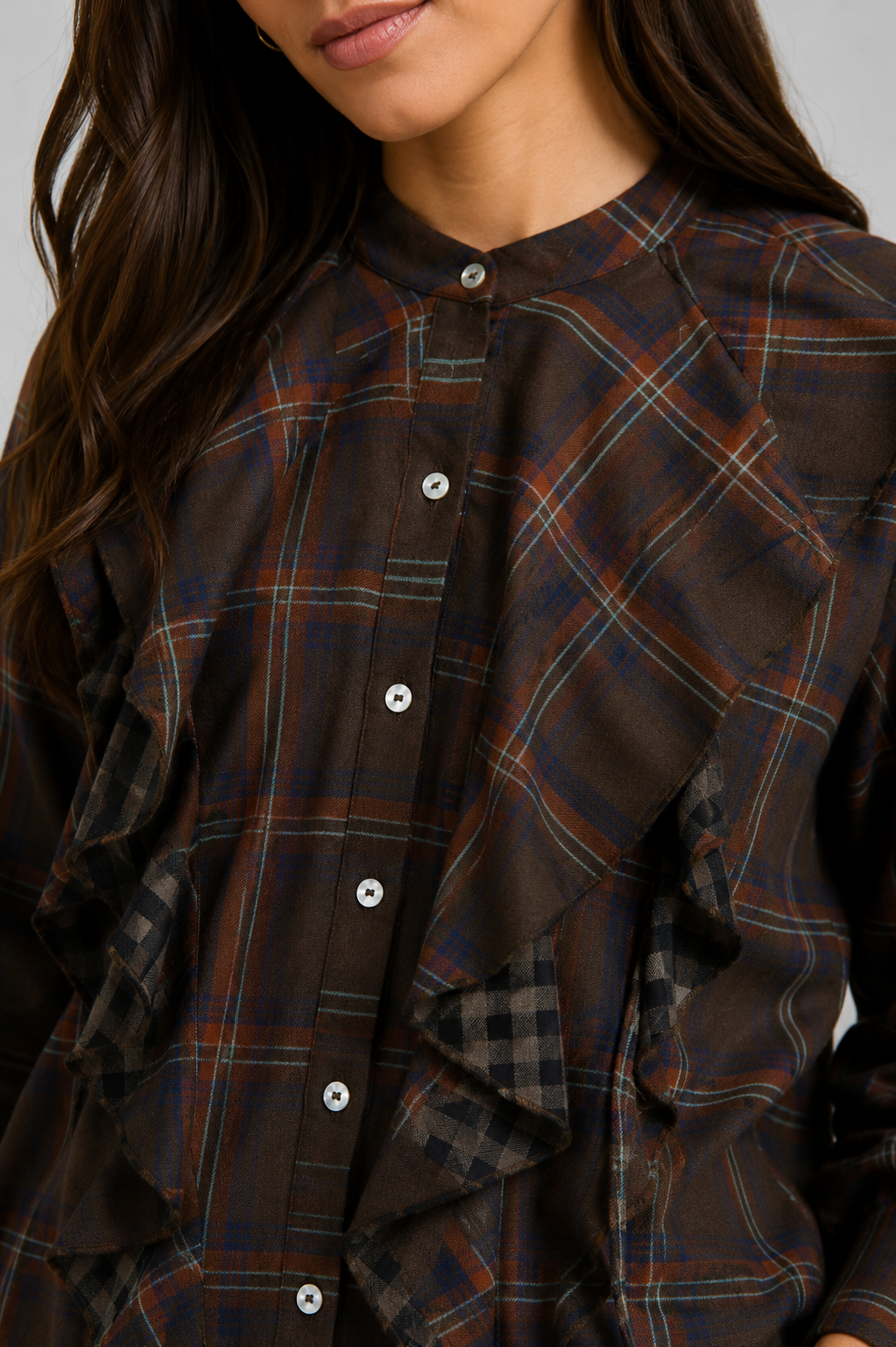 Blusa Volantes Marrón
