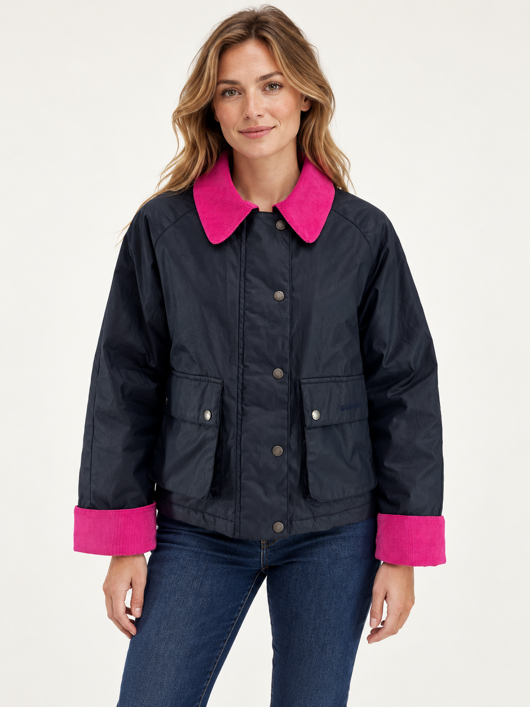 Parka Tipo Encerada Marino Rosa