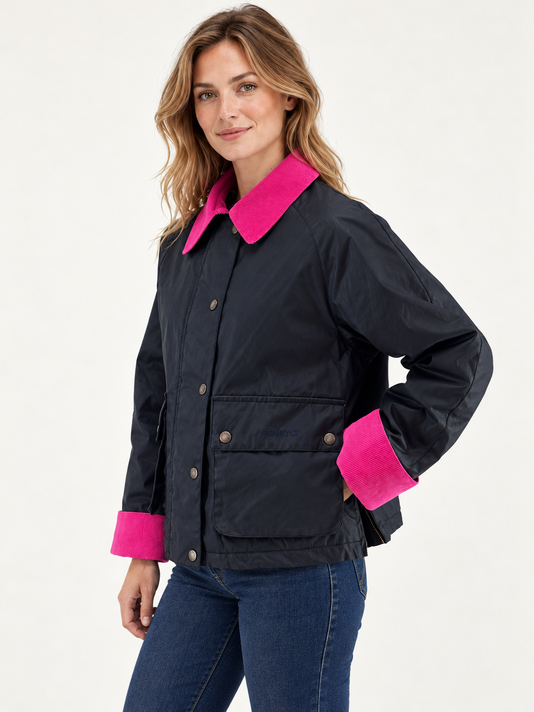 Parka Tipo Encerada Marino Rosa