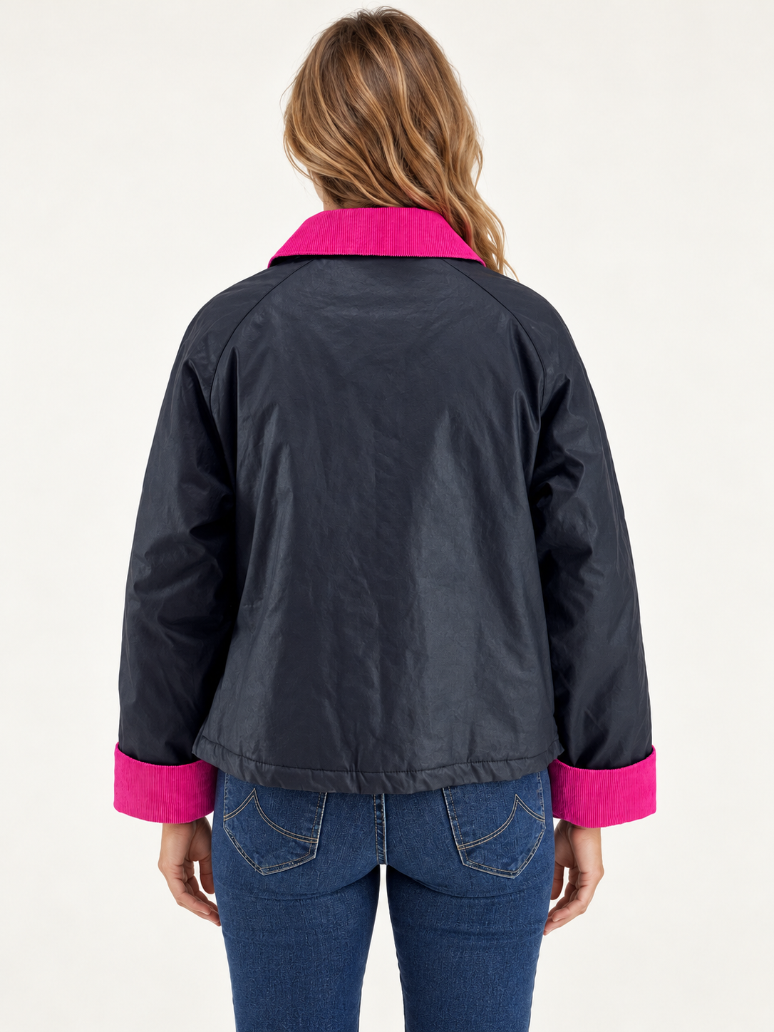 Parka Tipo Encerada Marino Rosa