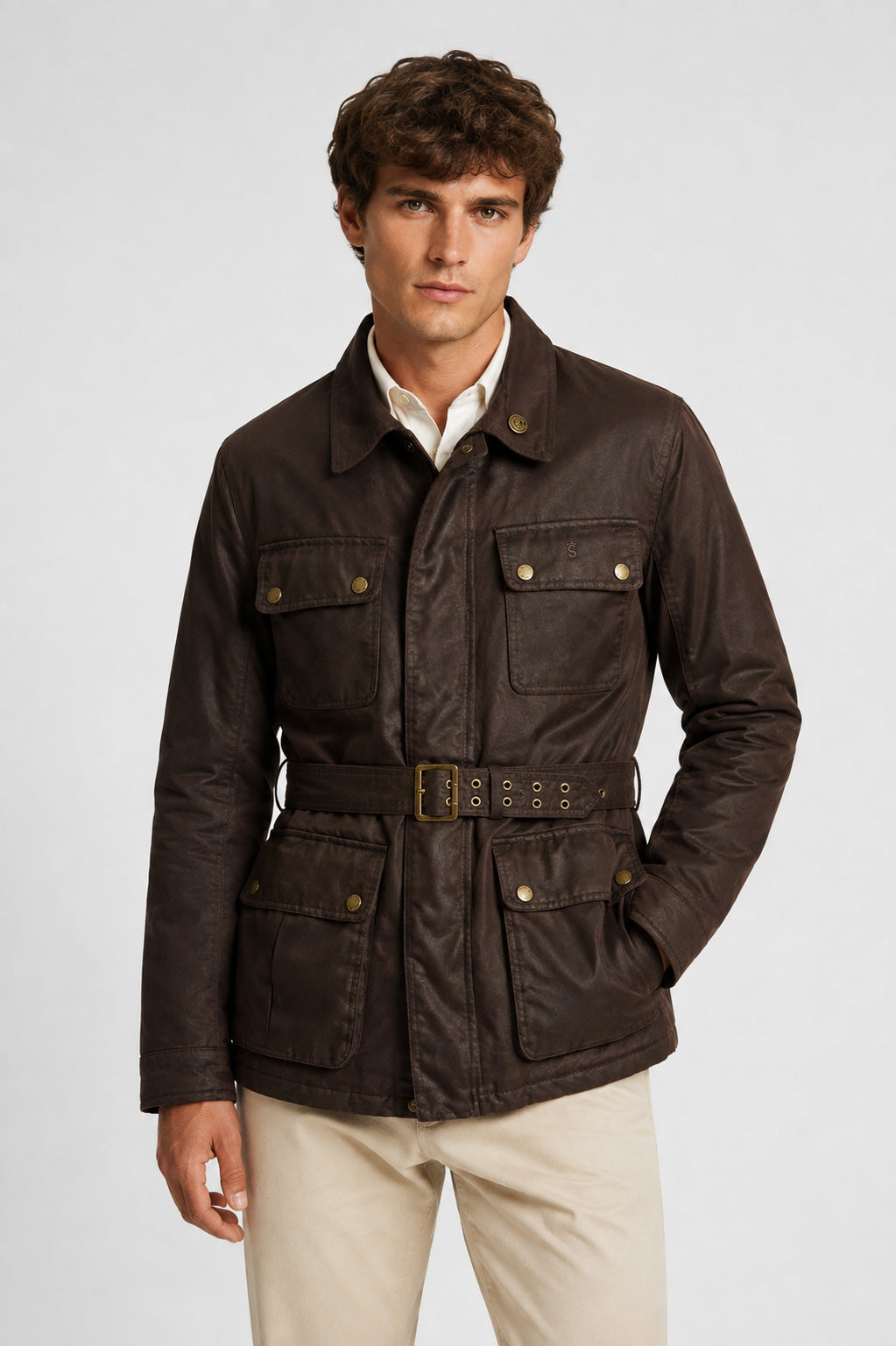 Parka Field Tipo Encerada Marrón