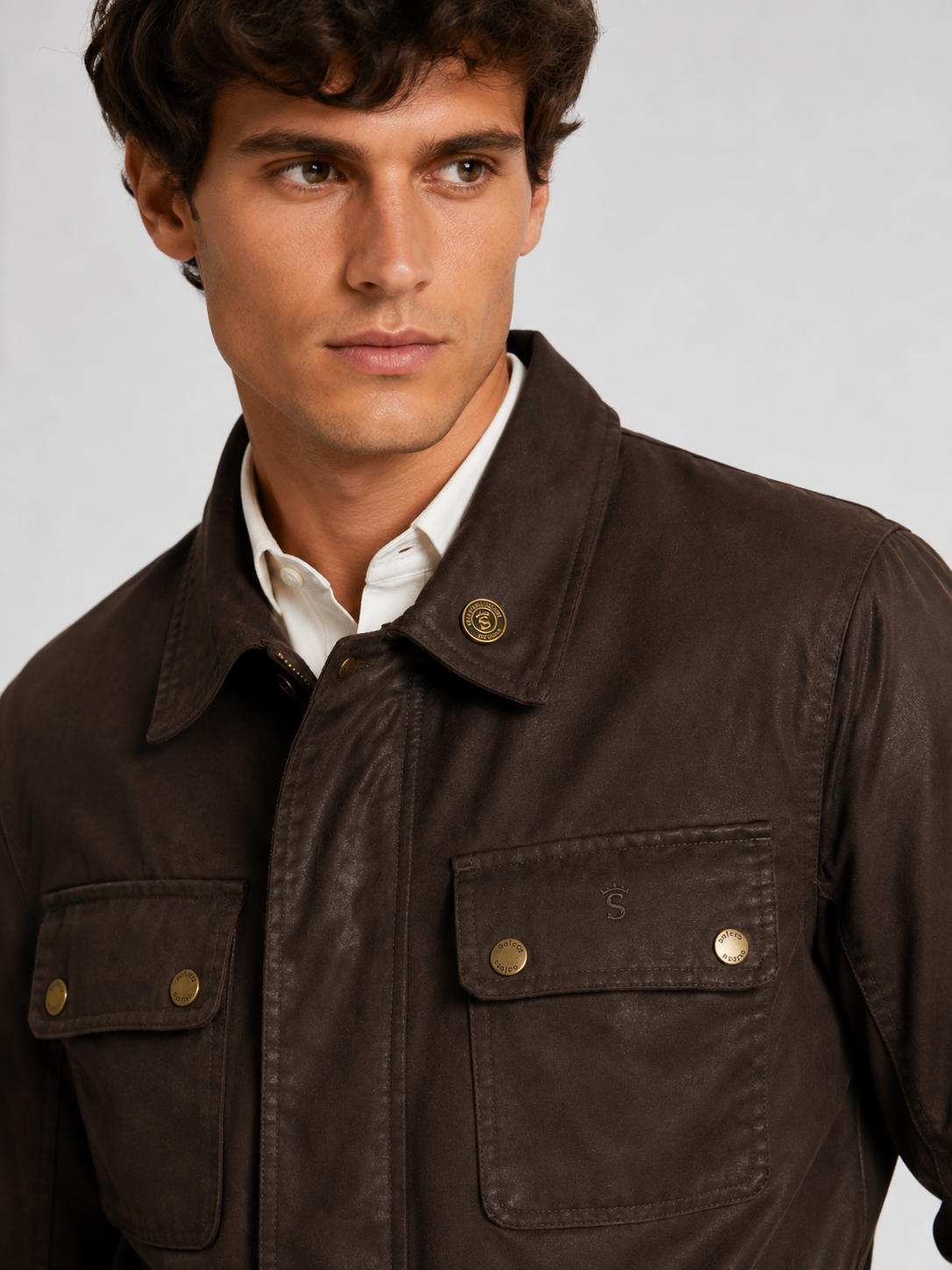 Parka Field Tipo Encerada Marrón
