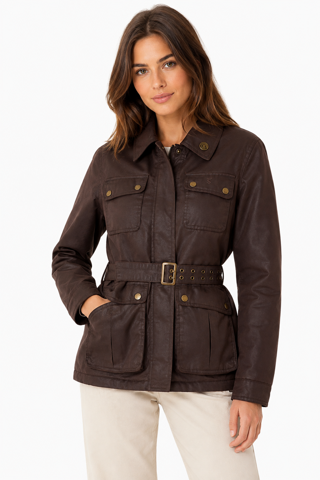 parka cinto marrón