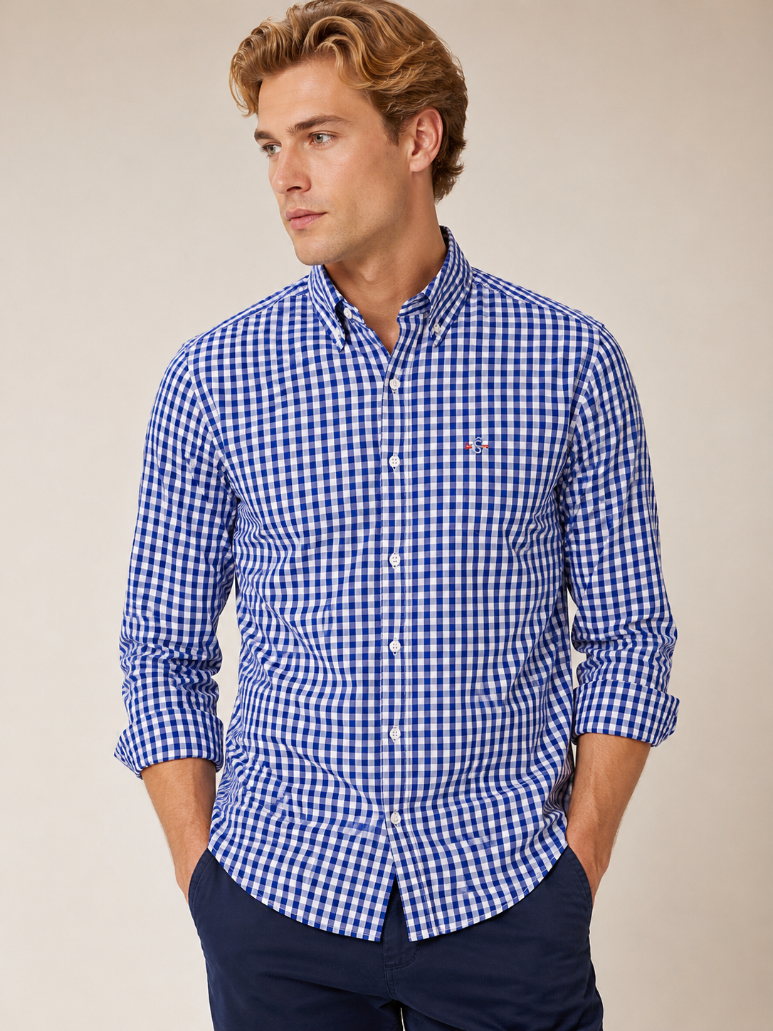Camisa Cuadro Azul Bandera