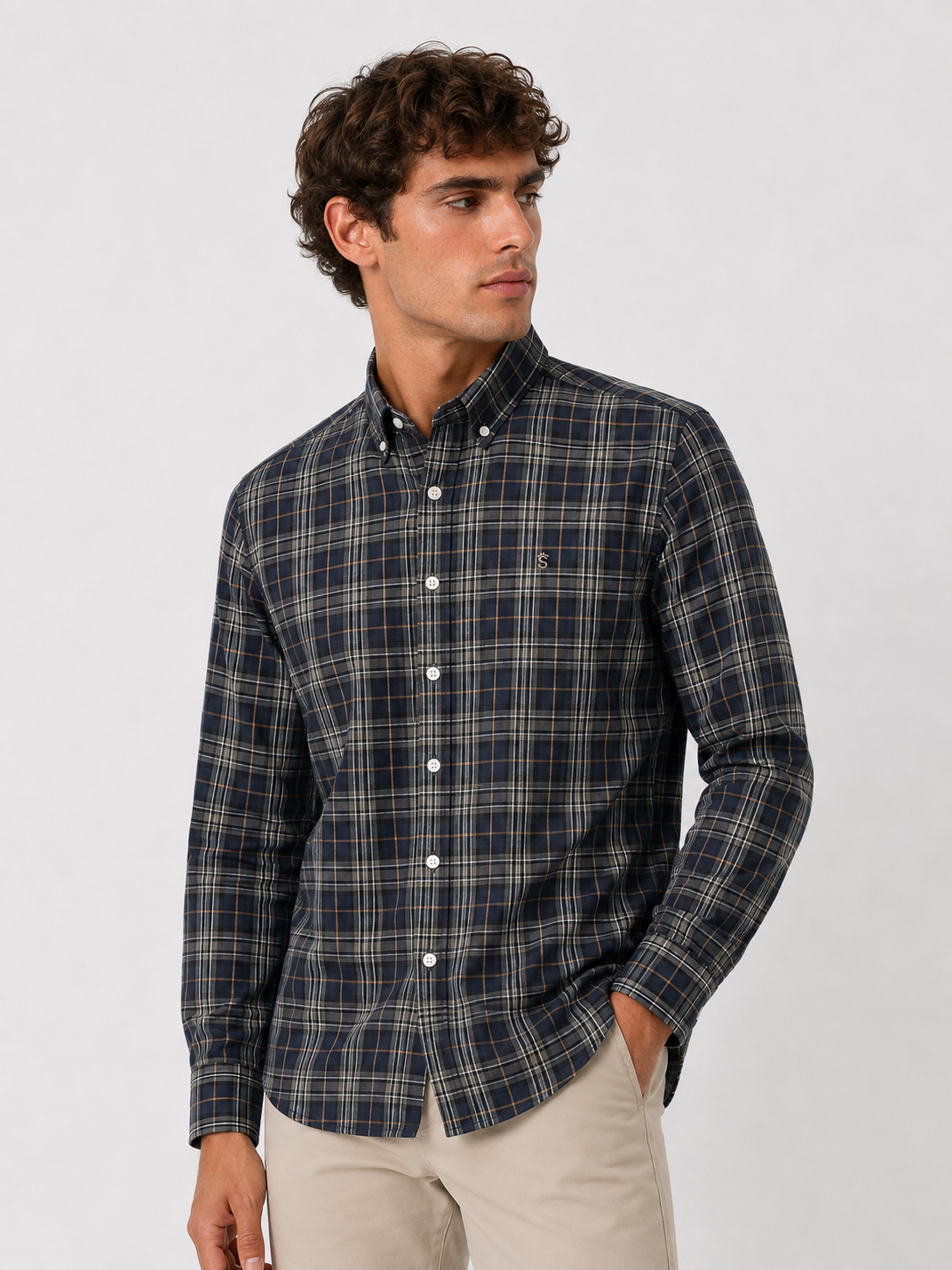 Camisa Cuadros Kaki