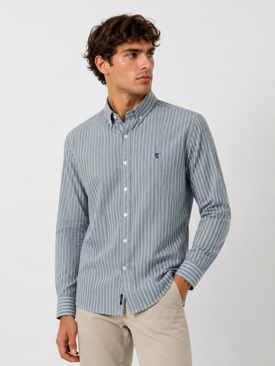 Camisa Rayas Verde Agua