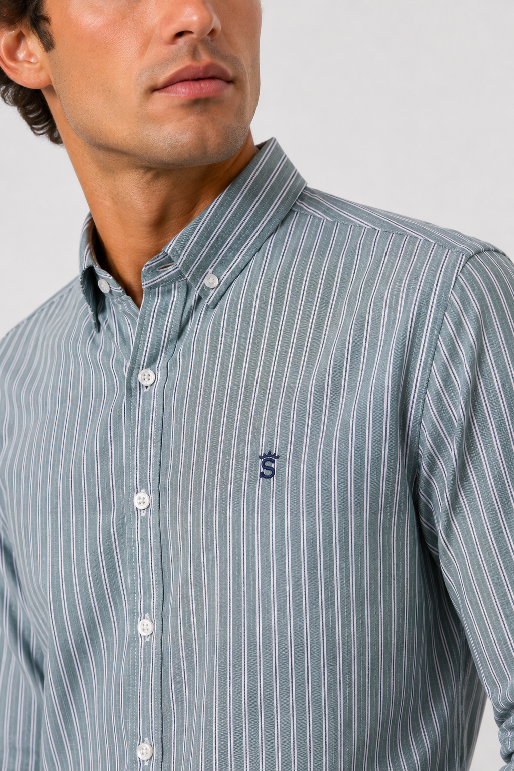 Camisa Rayas Verde Agua