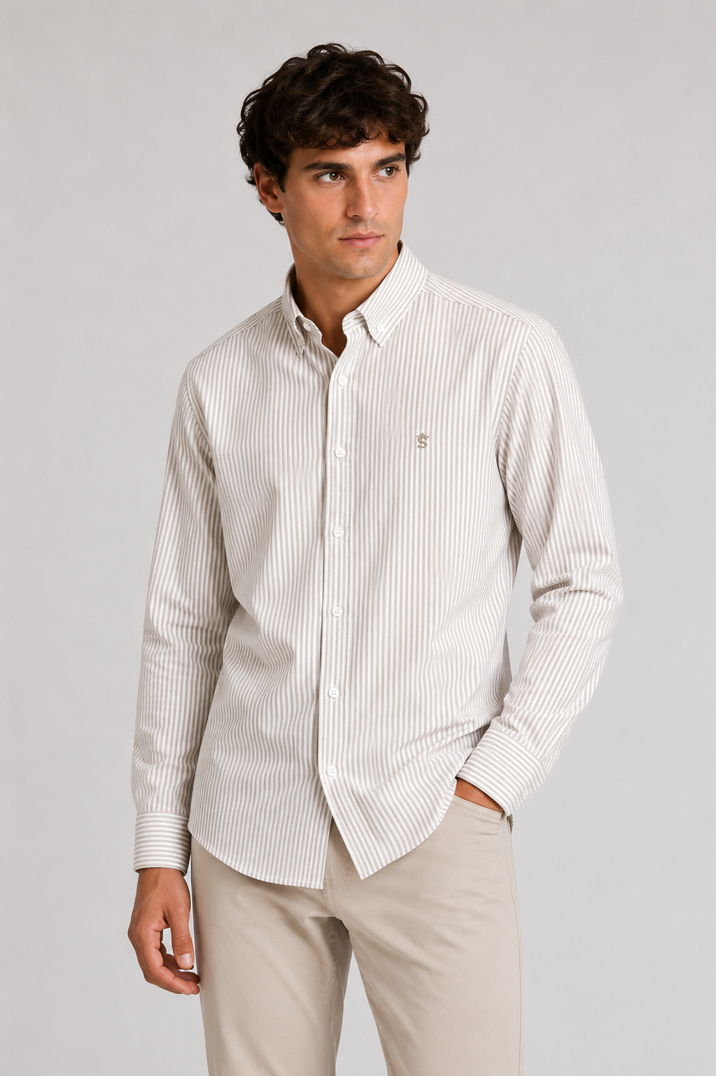 Camisa Rayas Beige