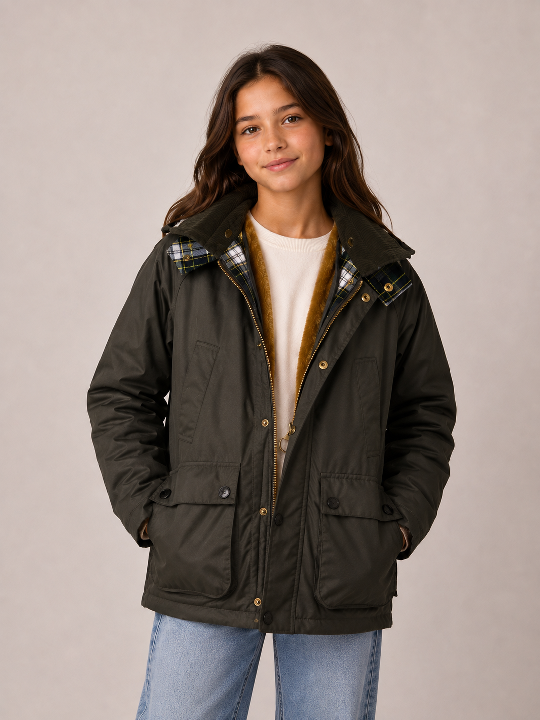 Parka encerada Kaki infantil
