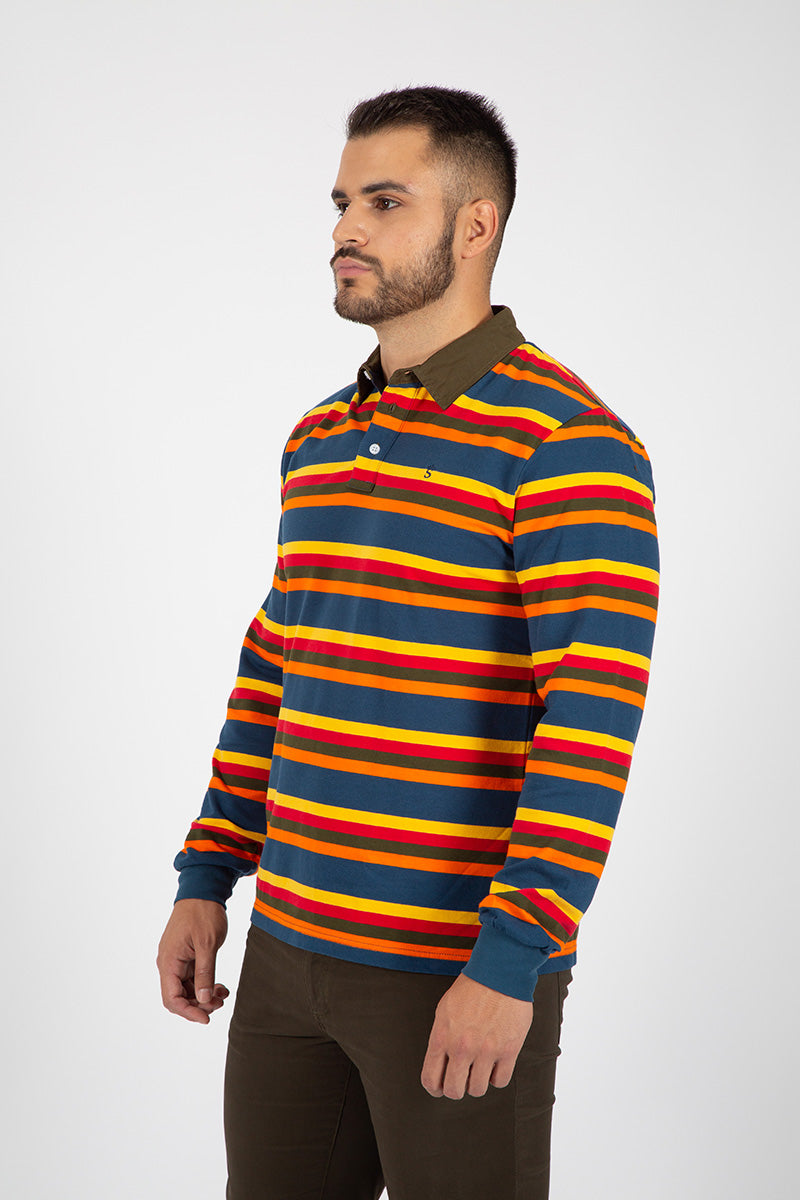 Polo listrado de rugby colorido
