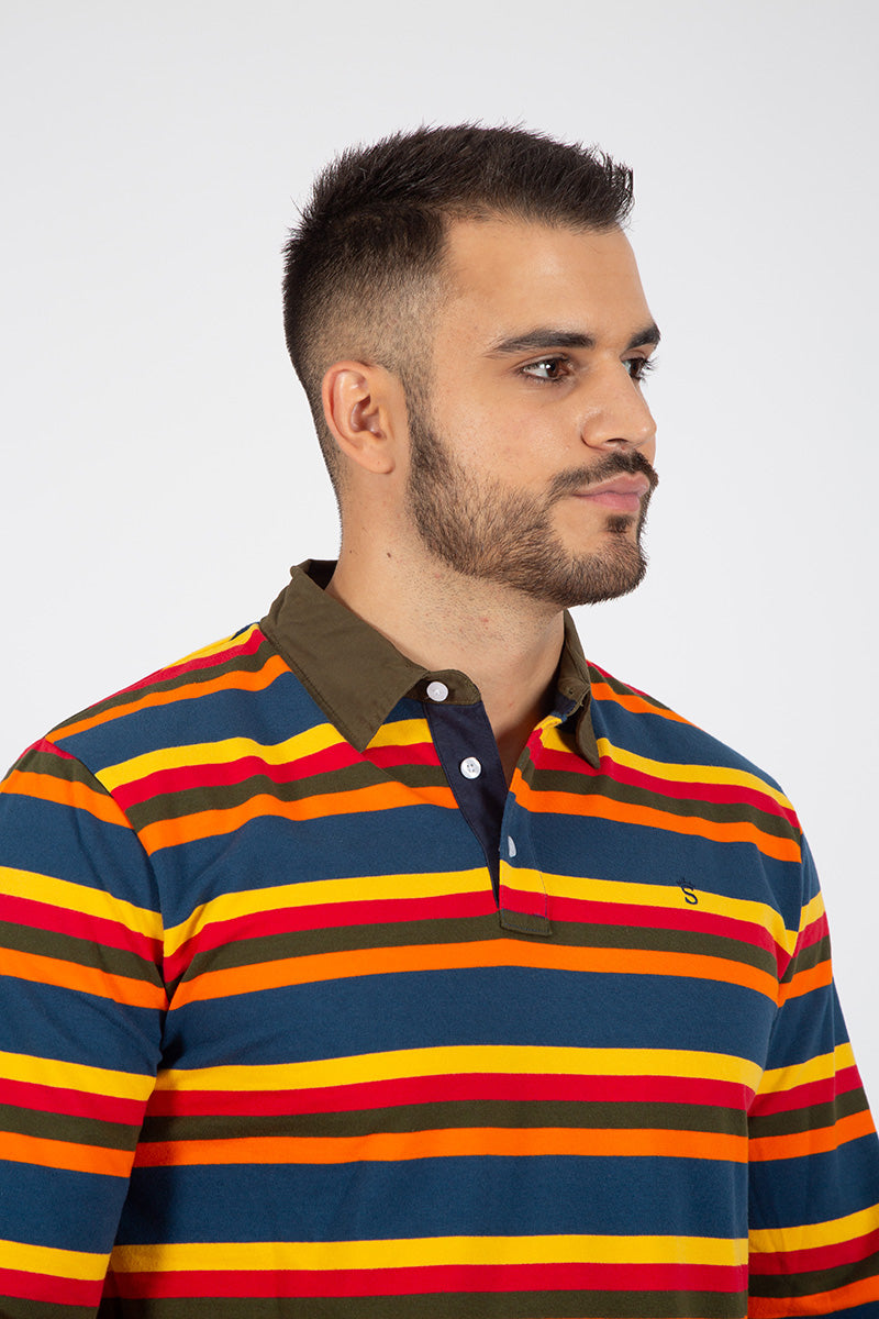 Polo listrado de rugby colorido