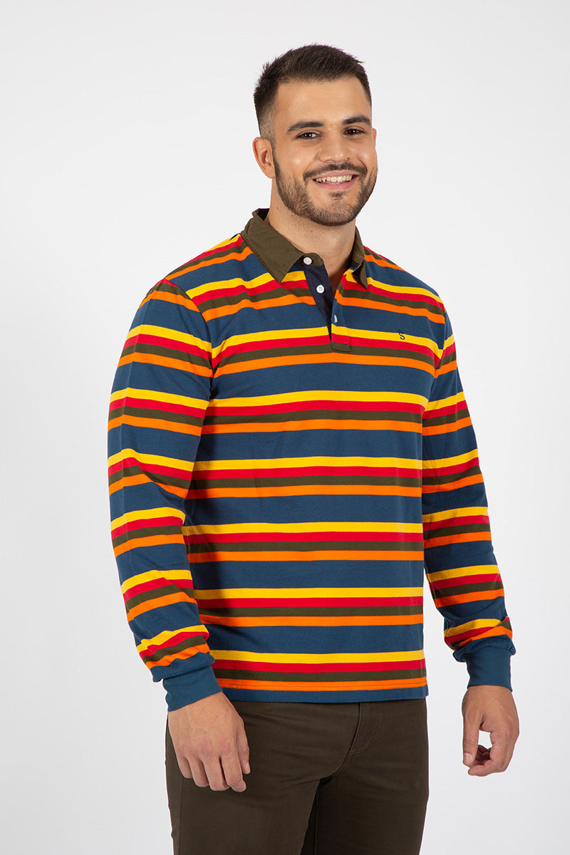 Polo listrado de rugby colorido