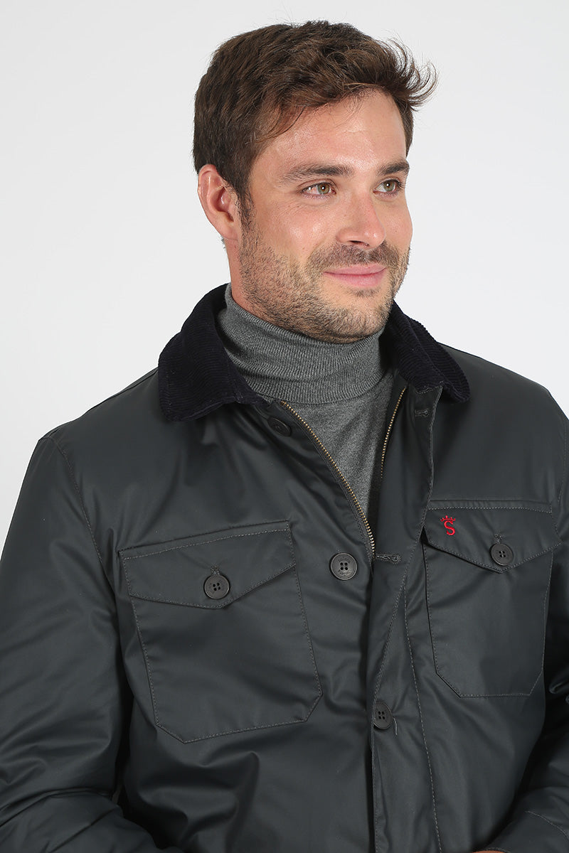 Parka Ascot Tipo Encerada Marino