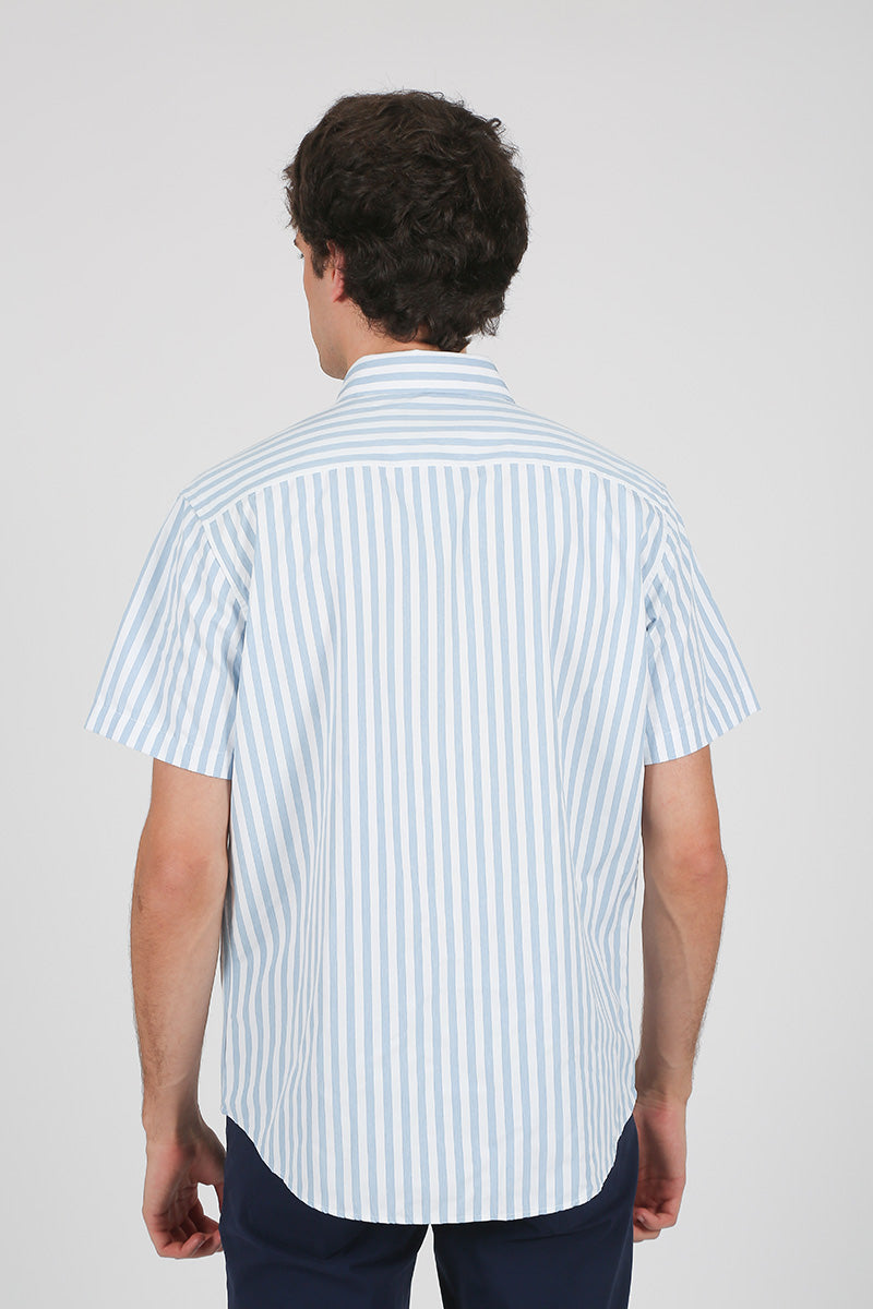 Camisa rayas Celeste manga corta