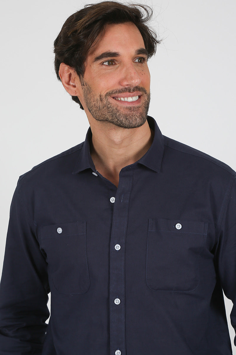 Camisa lino Marino