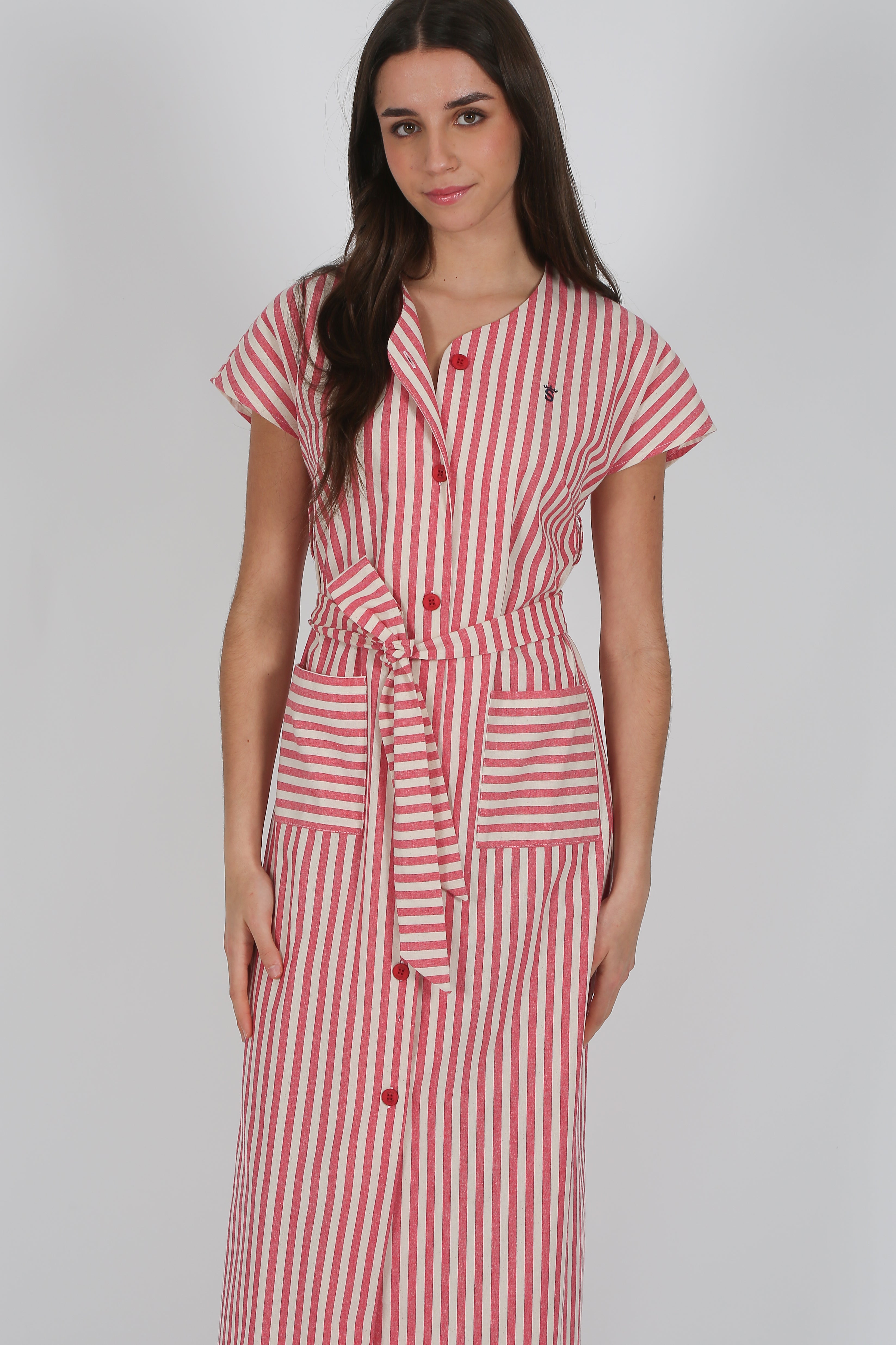 Vestido Raya Rojo Natural