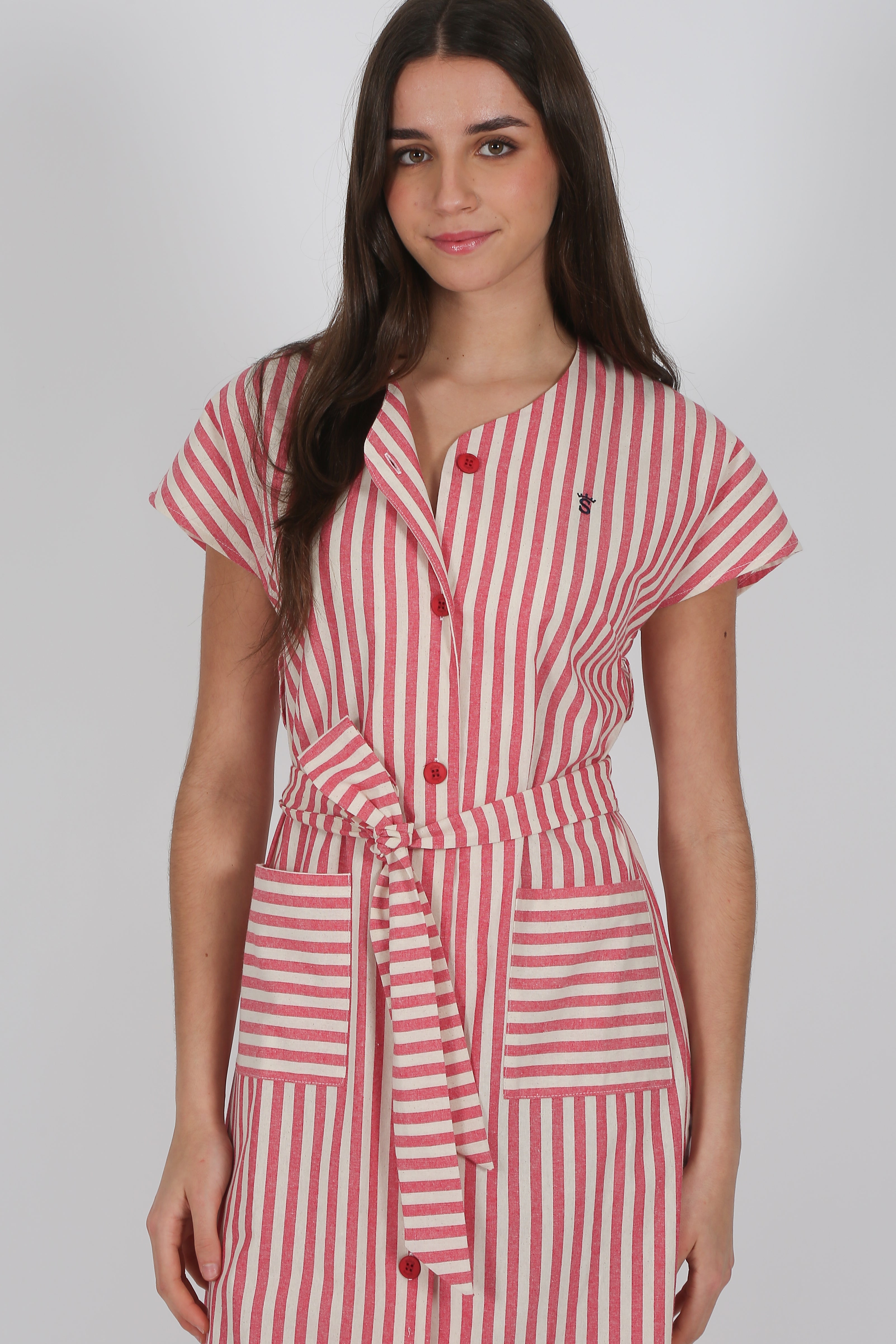 Vestido Raya Rojo Natural