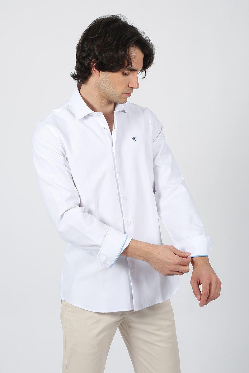 Camisa cuello italiana blanca