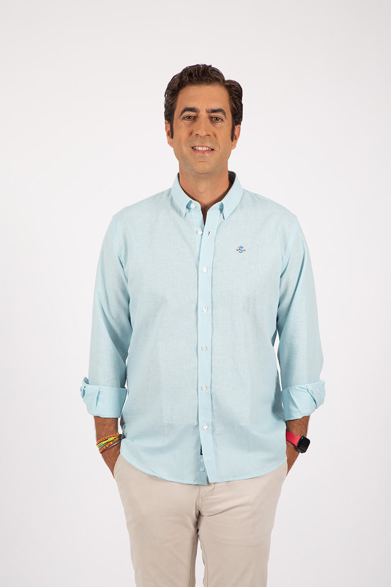 Camisa lino Celeste