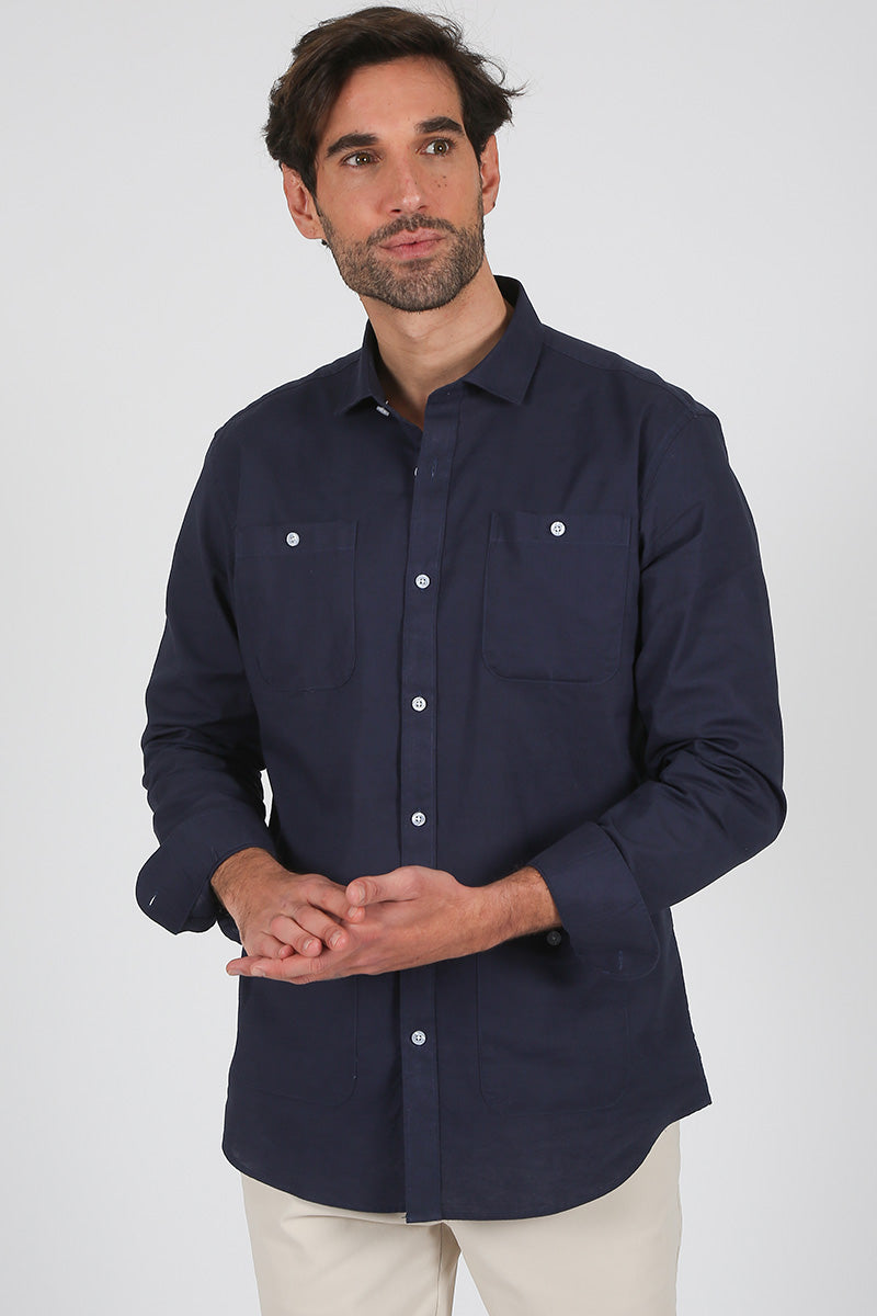Camisa lino Marino