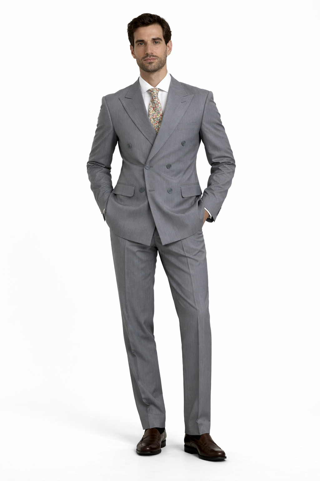 Traje cruzado gris marengo