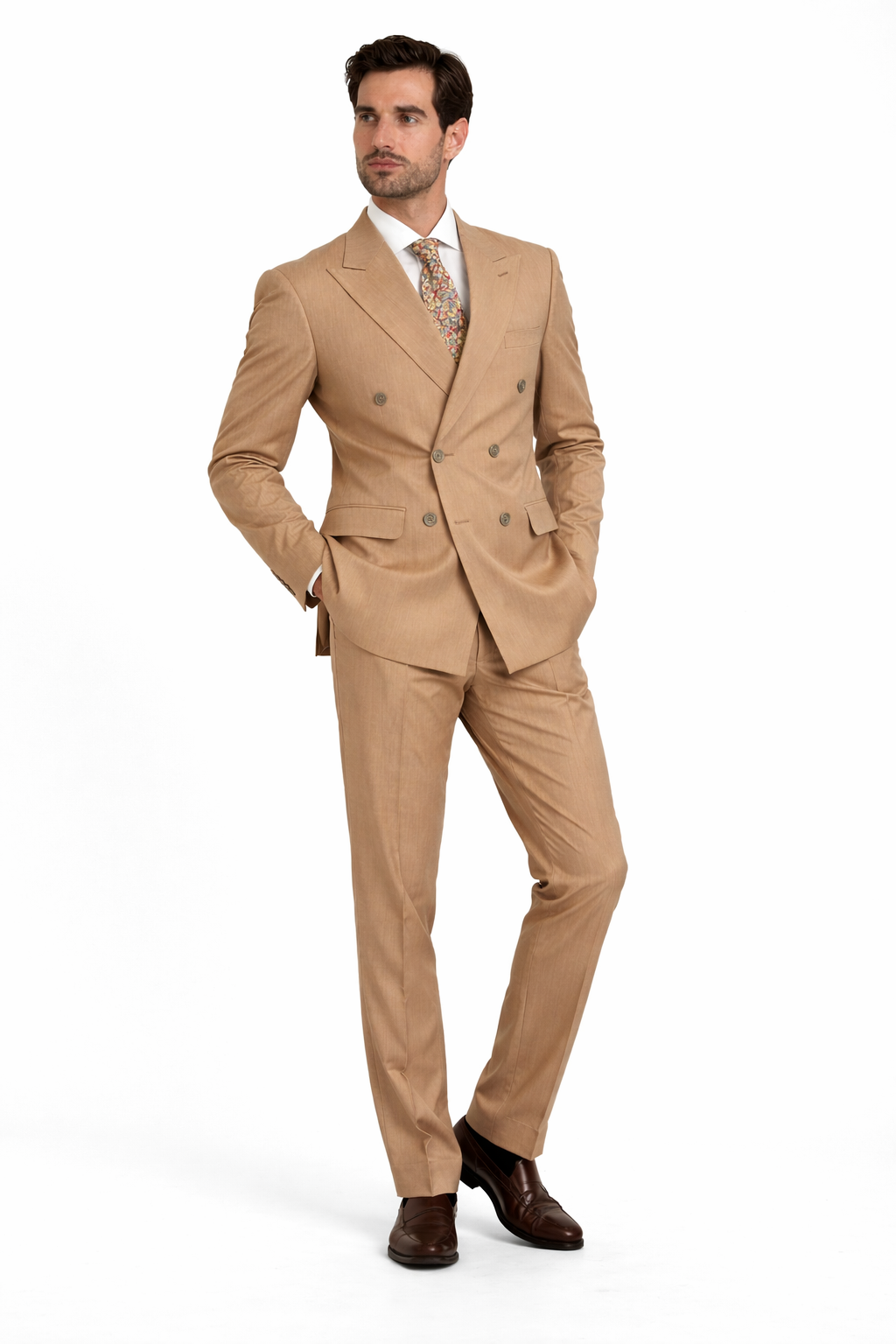 Traje tostado cruzado