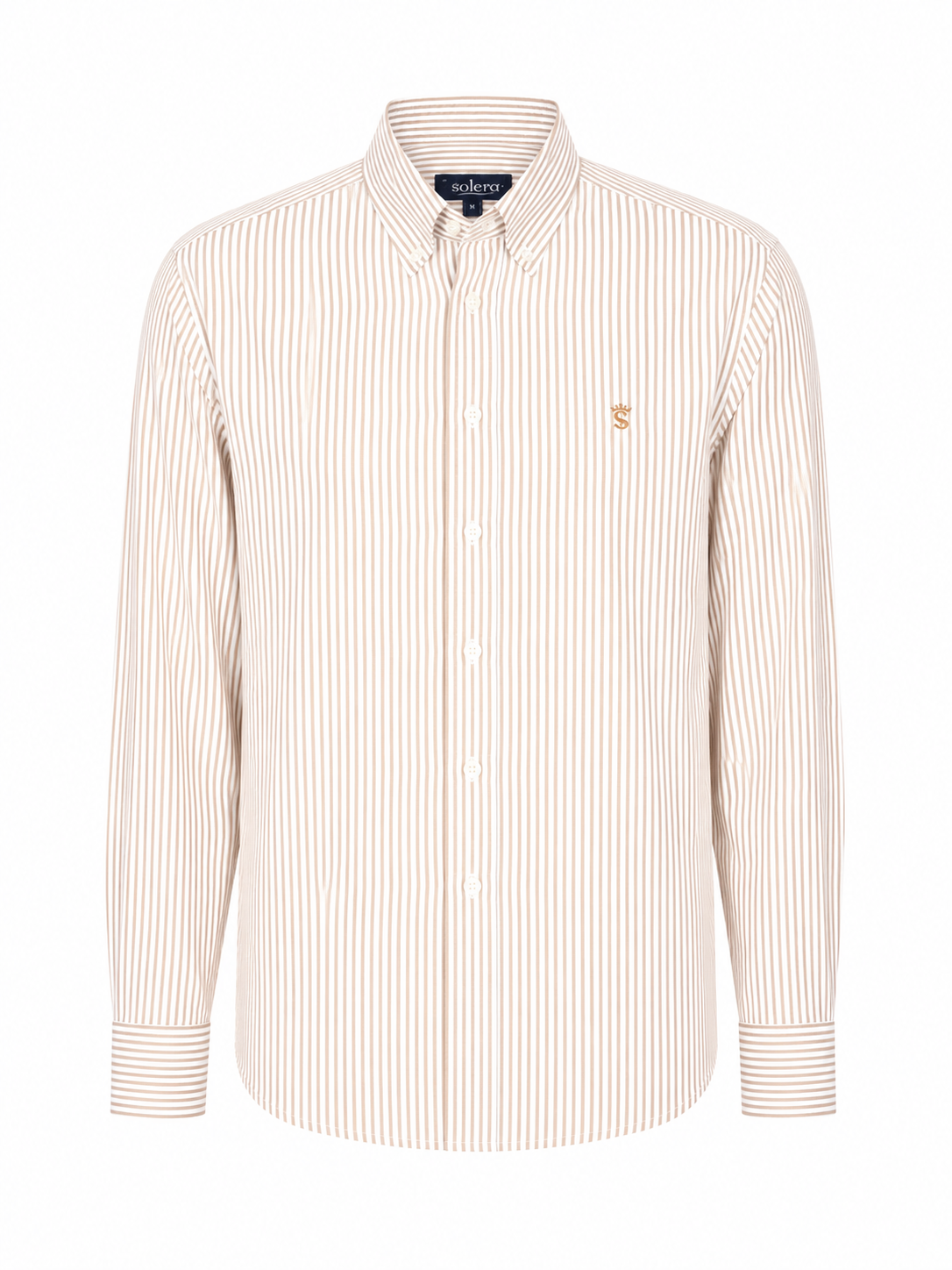 Camisa raya Oxford beige