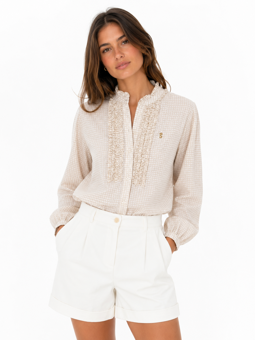 Blusa volantes beige