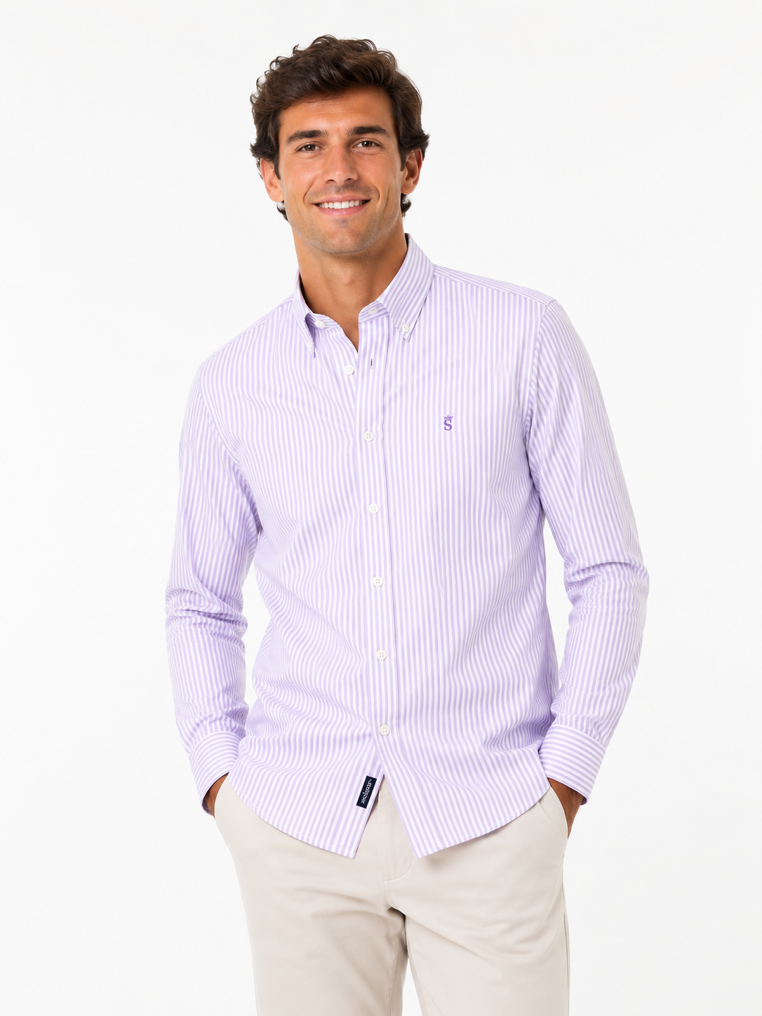 Camisa raya Oxford lila