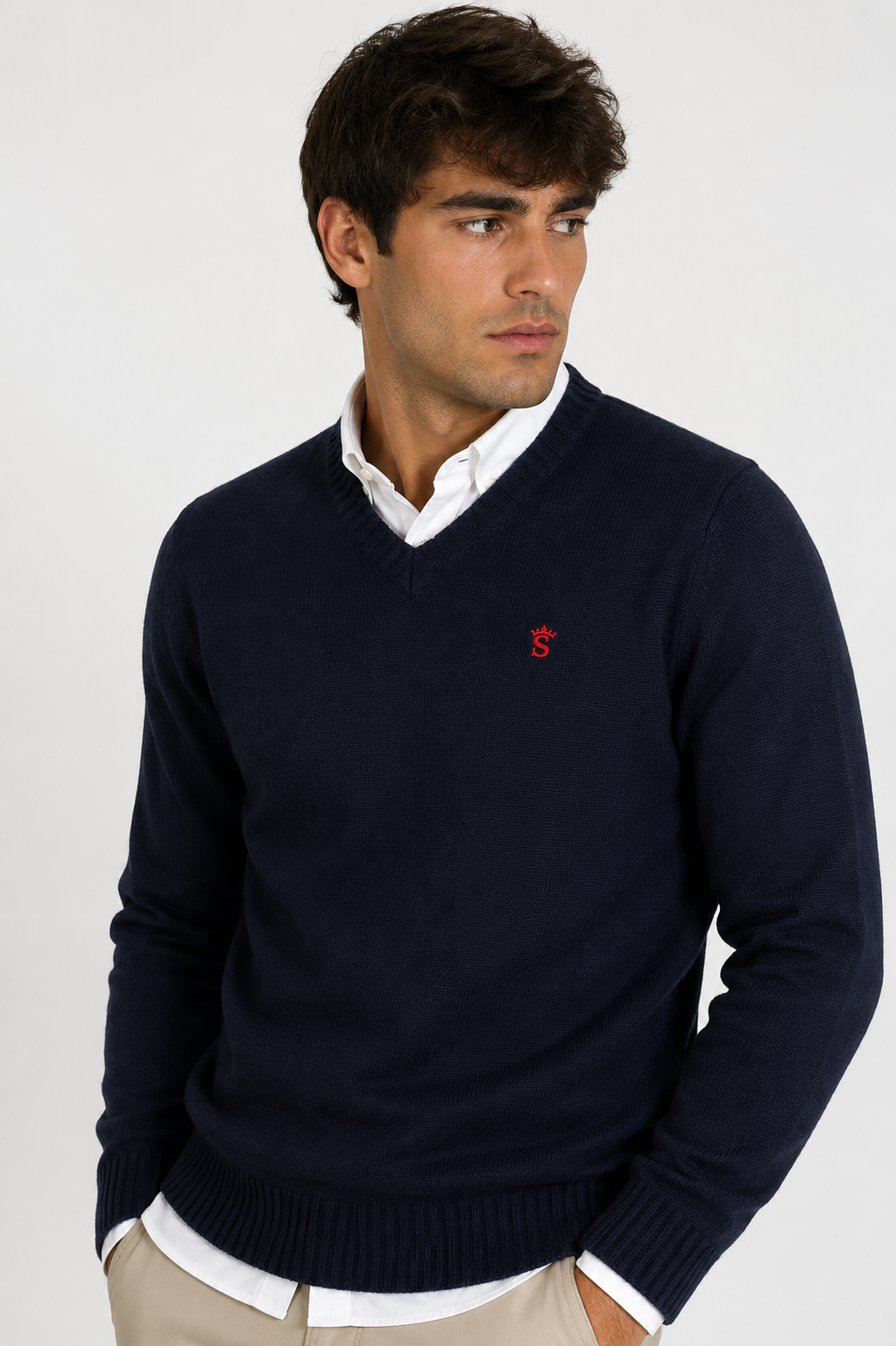 Navy V-Neck Sweater