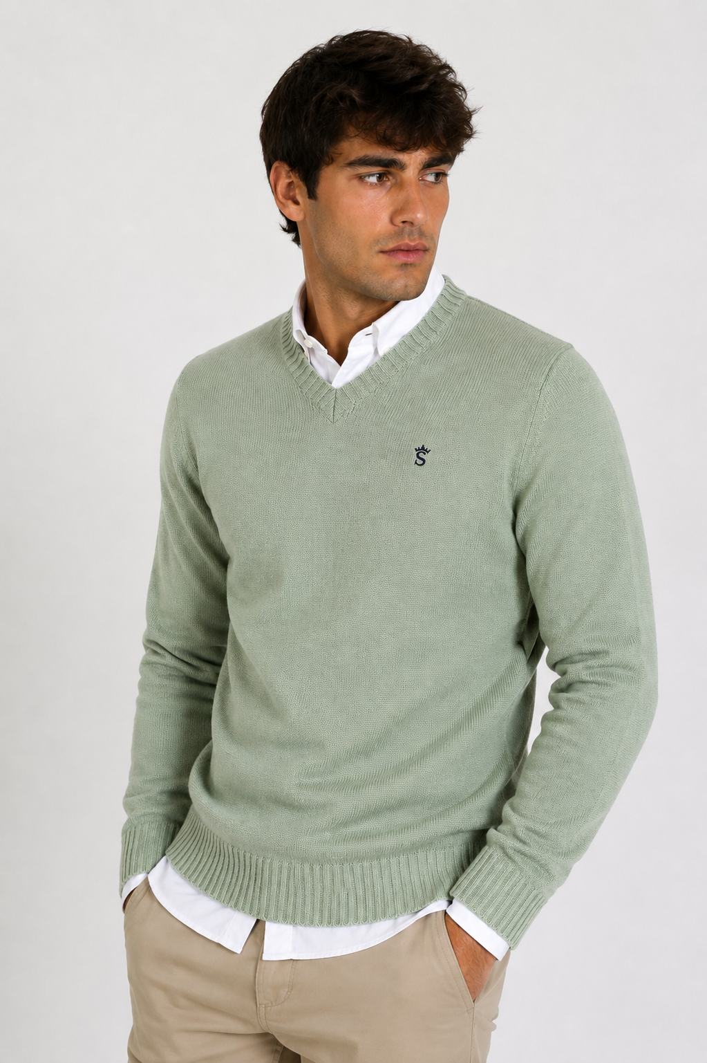 Jersey Verde Cuello Pico