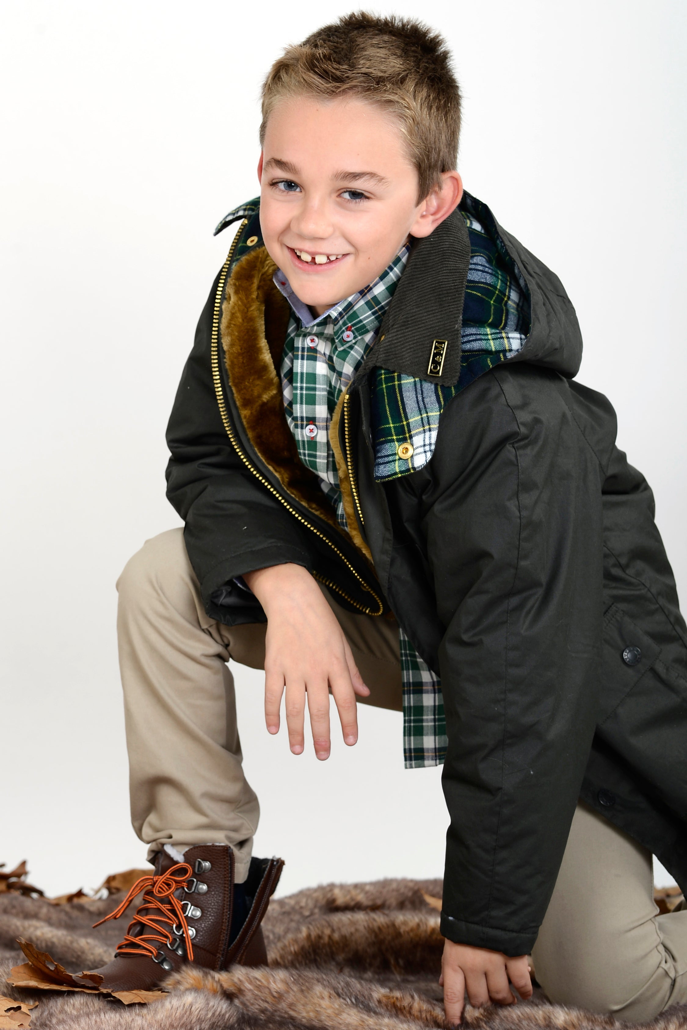 Parka encerada Kaki infantil