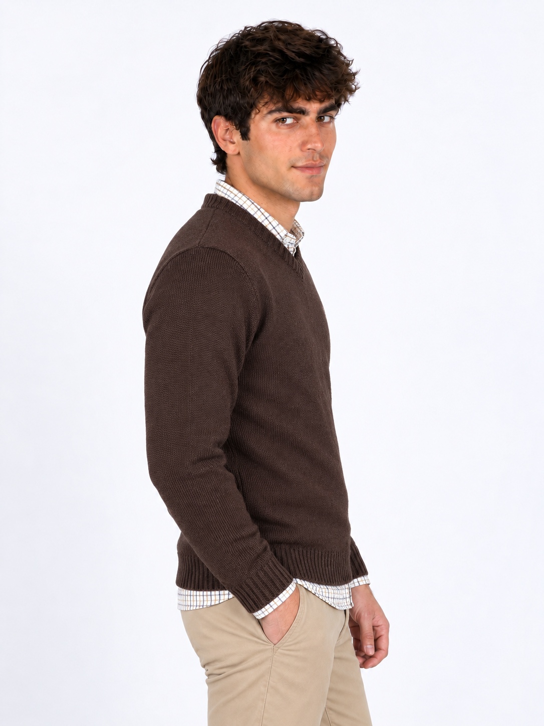 Jersey Marron Cuello Pico