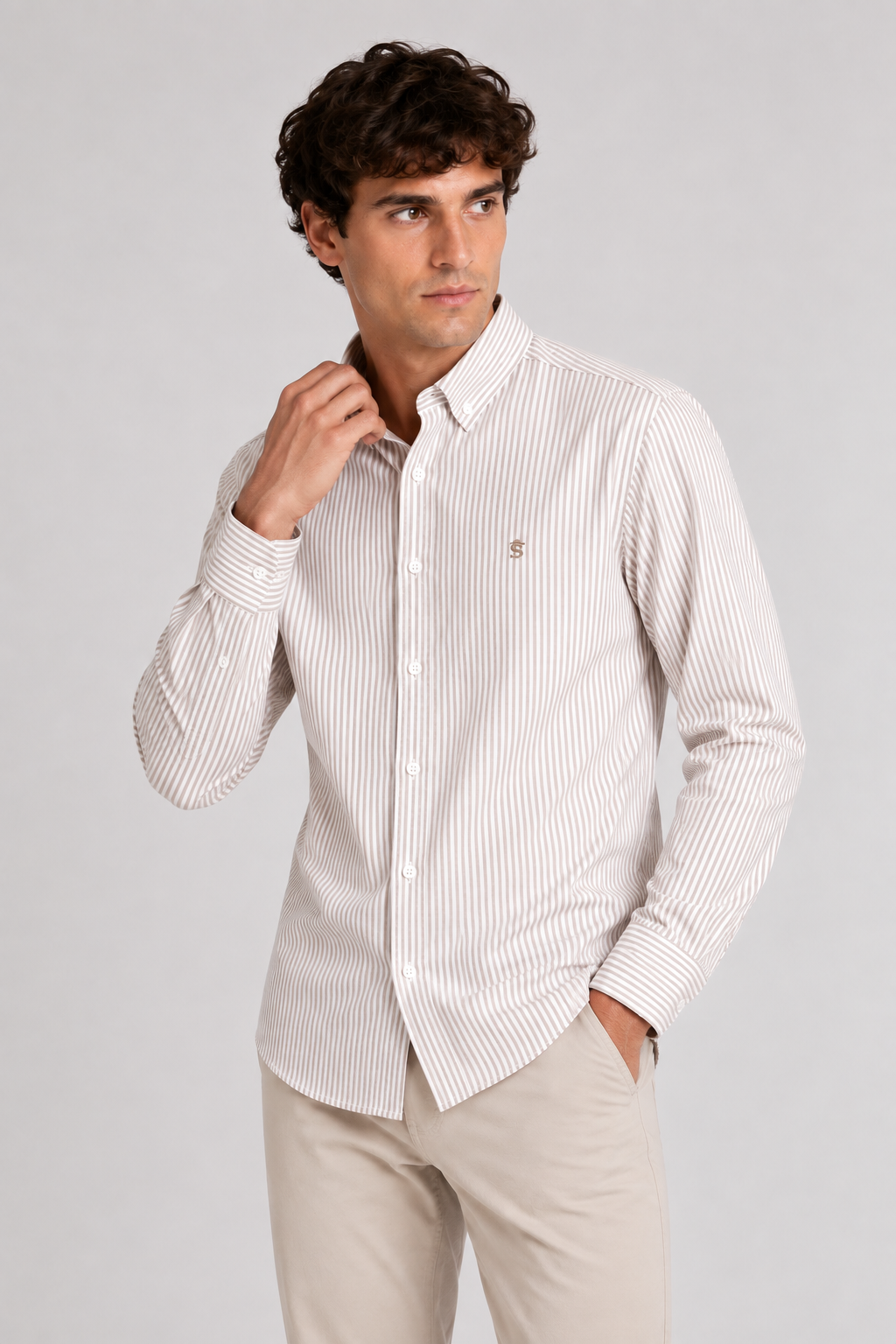 Camisa Rayas Beige