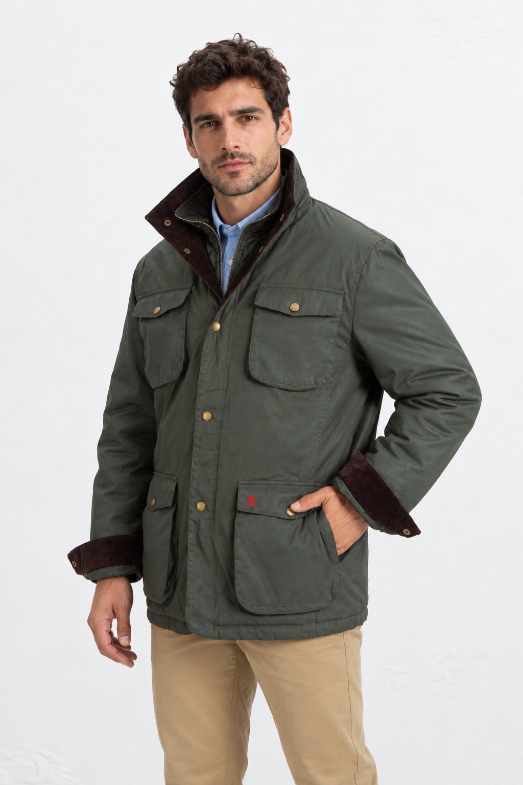 Parka Tipo Encerada Chaleco Kaki