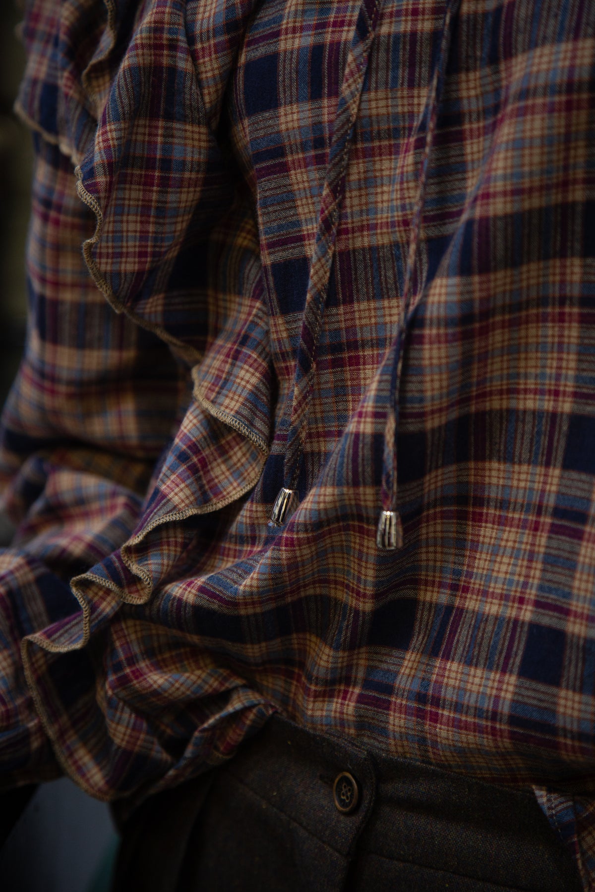 Blusa Cuadros Tostado