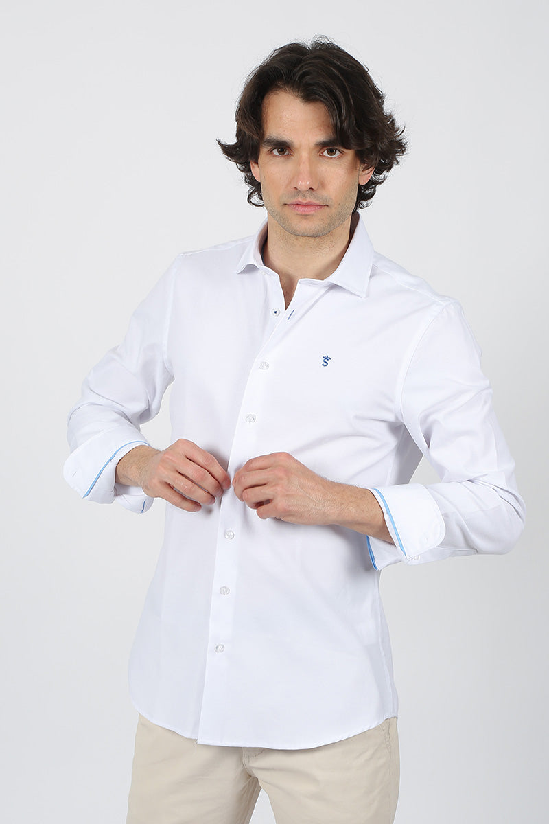 Camisa cuello italiana blanca