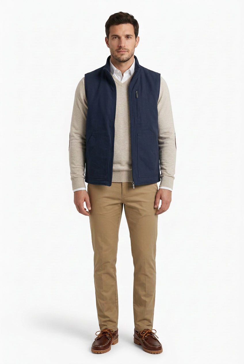 Conjunto con camisa blanca debajo del jersey