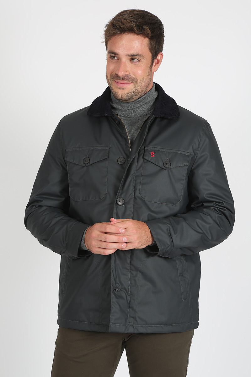 Parka Ascot Tipo Encerada Marino