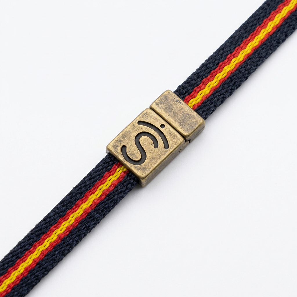 Detalle del cierre y el tejido de la pulsera