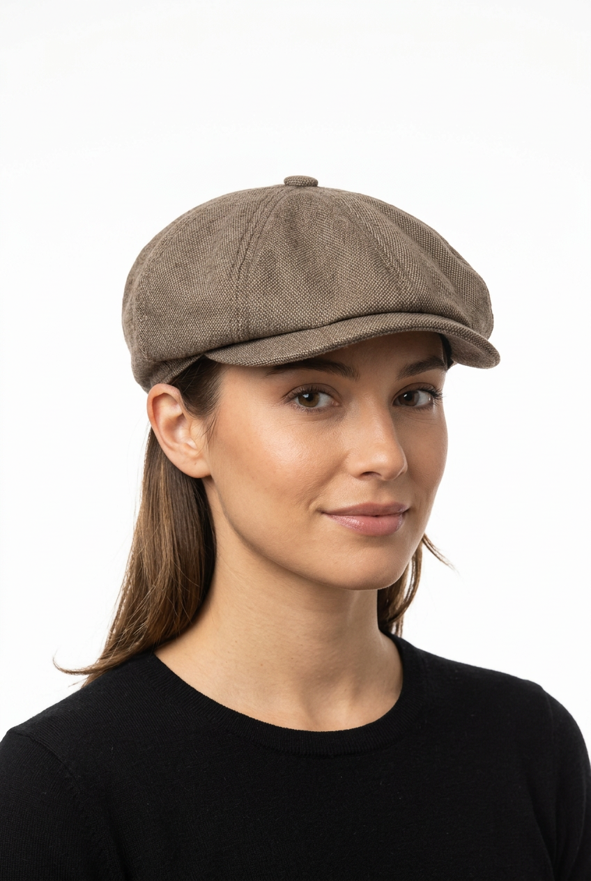 Gorra con modelo joven y fondo blanco para e-commerce
