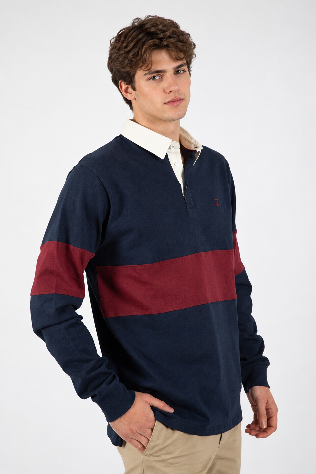 Navy stripe polo