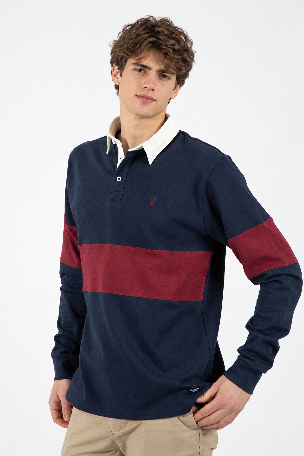 Navy stripe polo